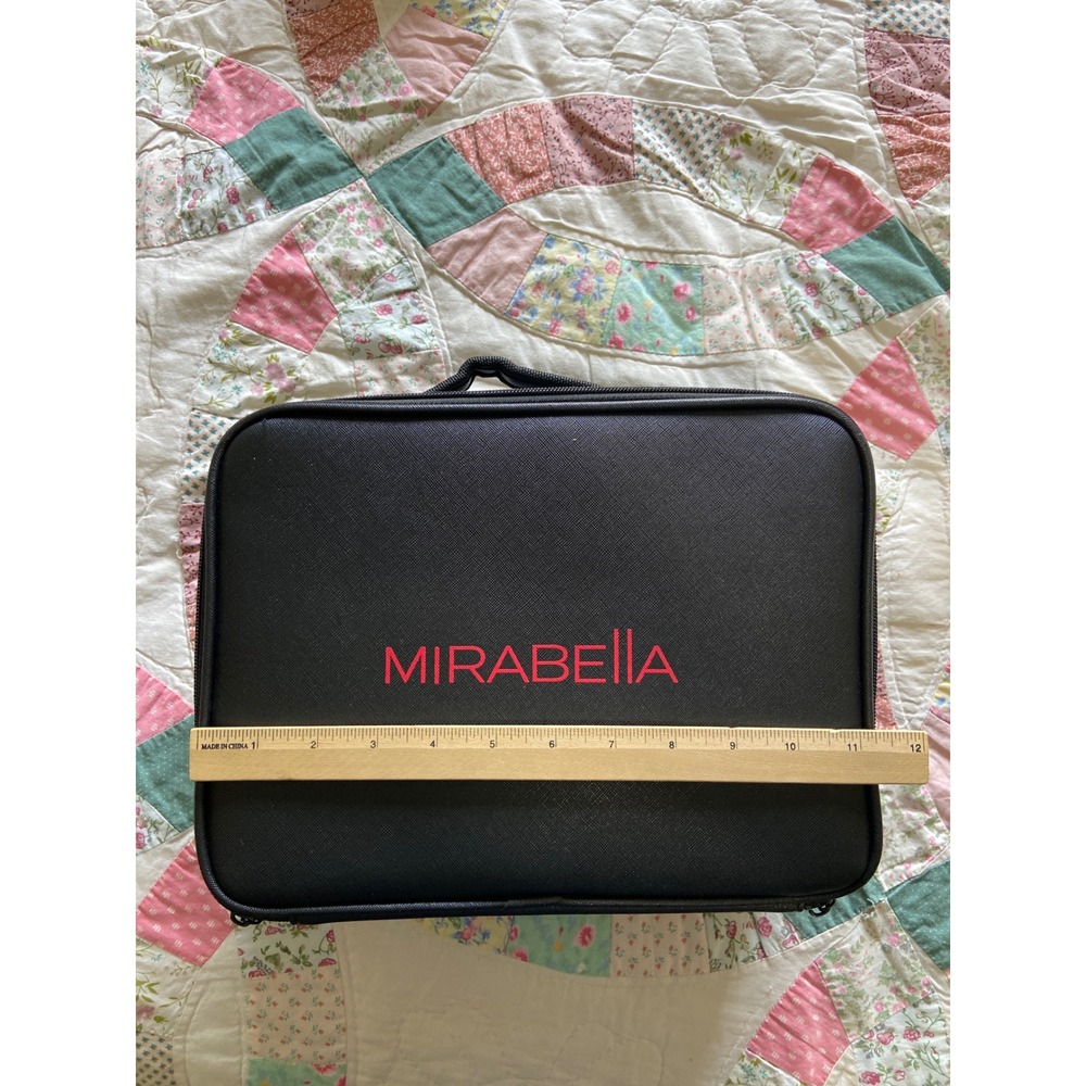 Mirabella True to You Beauty Makeup Train Case LED Mirror Black Travel Organizer